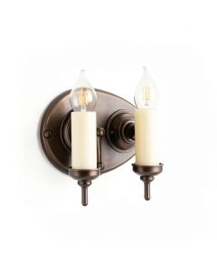 Mignon Farmhouse 2-Light Dimmable Vintage Ash With Oil Burnished Bronze Candle Wall Light (synthetic illustration; no displayed measurements)