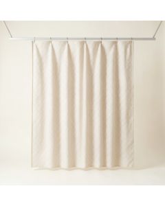 Stone Bluff Shower Curtain Hanging Flat From A Plain Rod - Ivory (synthetic illustration; no displayed measurements)