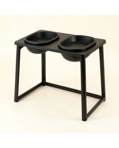 Meadow Crest Pet Feeding Stand With Two Plain Empty Bowls - Black (synthetic illustration; no displayed measurements)