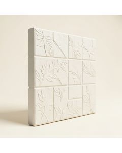 235.2 '' X 19.6 '' Blocks Brick 3D Embossed Plant Fibres Wall Paneling Off-White (synthetic illustration; no displayed measurements)
