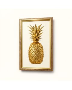 The Gold Pineapple - Picture Frame Graphic Art Print On Wood (synthetic illustration; no displayed measurements)
