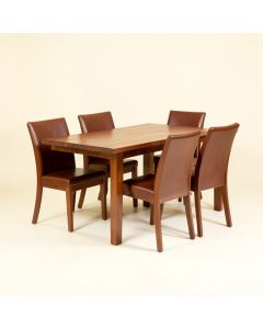 Adelma 5 - Piece Rubberwood Solid Wood Dining Set (synthetic illustration; no displayed measurements)