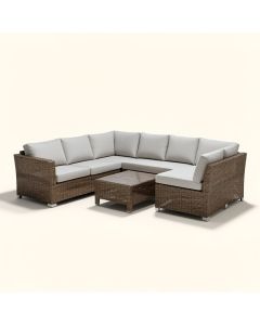 Anurag Patio Outdoor 7 Piece Rattan Sectional Seating Group With Cushions (synthetic illustration; no displayed measurements)