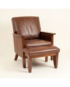 Korey 36.5 '' Wide Cowhide Armchair And Ottoman (synthetic illustration; no displayed measurements)