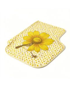 Little Bird With A Giant Flower On A Dotted Background Retro Inspired Print Multicolor Kitchen Mat (synthetic illustration; no displayed measurements)