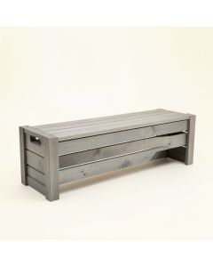 Maple Arc Narrow Outdoor Storage Bench - Gray (synthetic illustration; no displayed measurements)