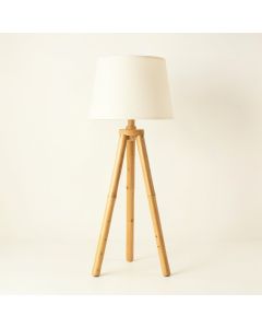 Ash Bridge Floor Lamp With A Plain Fabric Shade - Ivory (synthetic illustration; no displayed measurements)