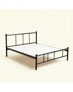 Metal And Wood Bed Frame With Headboard And Footboard (synthetic illustration; no displayed measurements)