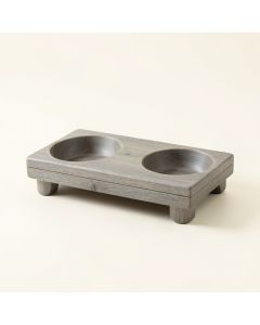 Rowan Dell Pet Feeding Stand With Two Plain Empty Bowls - Gray (synthetic illustration; no displayed measurements)