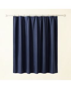 Spruce Arc Shower Curtain Hanging Flat From A Plain Rod - Navy (synthetic illustration; no displayed measurements)