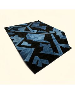 Ombre Geometric Black/Blue Area Rug (synthetic illustration; no displayed measurements)