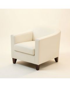 Leather Upholstered Arm Chair In White (synthetic illustration; no displayed measurements)