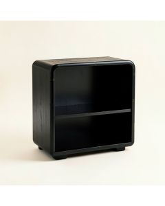 Juniper Arc Low Bookcase - Black (synthetic illustration; no displayed measurements)