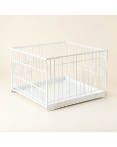 Meadow Field Empty Furniture-Style Pet Crate - White (synthetic illustration; no displayed measurements)
