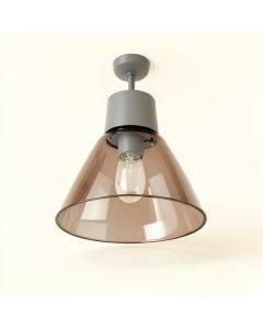 5 '' H Glass Bell Ceiling Fan Fitter Shade ( Screw On ) In Gray/Brown (synthetic illustration; no displayed measurements)