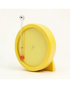 Lemonade Poly Resin Clock With Thermometer (synthetic illustration; no displayed measurements)