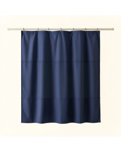 Shore Bluff Shower Curtain Hanging Flat From A Plain Rod - Navy (synthetic illustration; no displayed measurements)