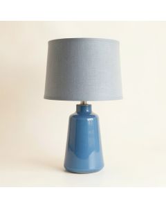 Birch Crossing Table Lamp With A Plain Fabric Shade - Blue (synthetic illustration; no displayed measurements)