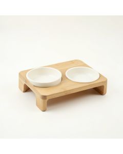 Lake Crest Pet Feeding Stand With Two Plain Empty Bowls - Ivory (synthetic illustration; no displayed measurements)
