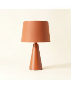 Maple Crest Table Lamp With A Plain Fabric Shade - Terracotta (synthetic illustration; no displayed measurements)