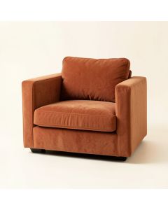 Pine Crossing Upholstered Armchair - Terracotta (synthetic illustration; no displayed measurements)