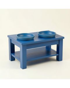 Pine Crest Pet Feeding Stand With Two Plain Empty Bowls - Blue (synthetic illustration; no displayed measurements)