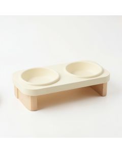 Maple Dale Pet Feeding Stand With Two Plain Empty Bowls - Cream (synthetic illustration; no displayed measurements)