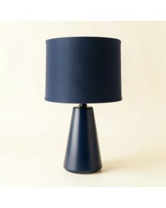 Fern Bend Table Lamp With A Plain Fabric Shade - Navy (synthetic illustration; no displayed measurements)