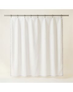 Hazel Dell Shower Curtain Hanging Flat From A Plain Rod - White (synthetic illustration; no displayed measurements)