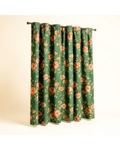 Tangerine Floral Room Darkening Rod Pocket Curtain Panels (synthetic illustration; no displayed measurements)
