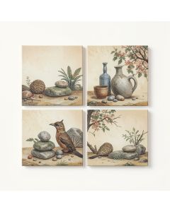 `` Water Stones 2 '' 4 Piece Photographic Print On Wrapped Canvas Set (synthetic illustration; no displayed measurements)