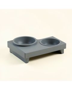 Summit Bend Pet Feeding Stand With Two Plain Empty Bowls - Gray (synthetic illustration; no displayed measurements)