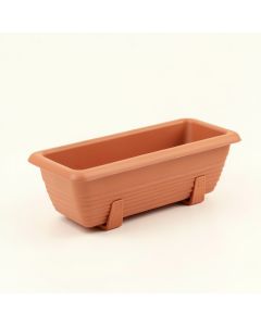 Bay Dell Empty Railing Planter With Integral Brackets - Terracotta (synthetic illustration; no displayed measurements)