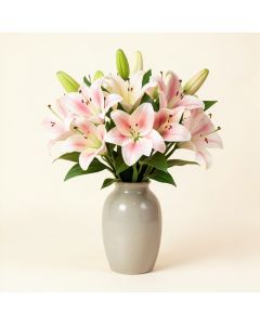 Artificial Real Touch Lilies Flower Arrangements In Vase (synthetic illustration; no displayed measurements)