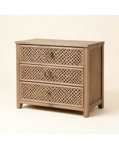 Mirefield Lattice Faced 3 Drawer Accent Chest (synthetic illustration; no displayed measurements)