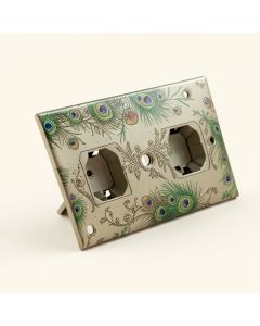 Peacock Head N Peacock Feathers 1-Gang Duplex Outlet Wall Plate (synthetic illustration; no displayed measurements)