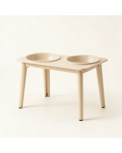 Flint Crest Pet Feeding Stand With Two Plain Empty Bowls - Beige (synthetic illustration; no displayed measurements)