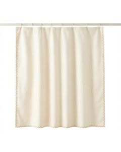 Meadow Edge Shower Curtain Hanging Flat From A Plain Rod - Cream (synthetic illustration; no displayed measurements)