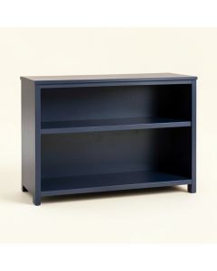 Field Bend Low Bookcase - Navy (synthetic illustration; no displayed measurements)