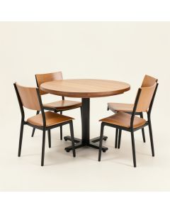 Ebern Designs 3-Piece Wood Dining Room Round Table & Chairs Set W/ Steel Frame (synthetic illustration; no displayed measurements)