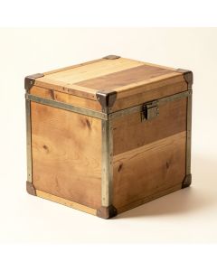 Frenchboro Large Metal Banded Wooden Storage Trunk (synthetic illustration; no displayed measurements)