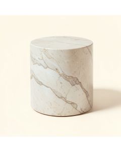 Kristin Marble Drum End Table (synthetic illustration; no displayed measurements)