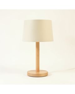 Vale Bridge Table Lamp With A Plain Fabric Shade - Beige (synthetic illustration; no displayed measurements)