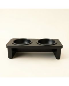 Glen Bridge Pet Feeding Stand With Two Plain Empty Bowls - Black (synthetic illustration; no displayed measurements)