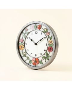 Stained Glass Floral Art Wall Clock (synthetic illustration; no displayed measurements)