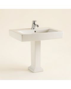 Sussex Vitreous China Rectangular Pedestal Bathroom Sink With Overflow (synthetic illustration; no displayed measurements)
