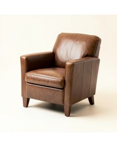 Leather Upholstered Arm Chair In , Walnut (synthetic illustration; no displayed measurements)