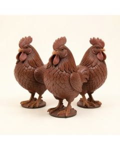 Decorative Resin Sitting Roosters 3 Piece Figurine (synthetic illustration; no displayed measurements)