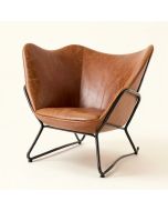 Razmig 31.5 '' Wide Top Grain Leather Butterfly Chair (synthetic illustration; no displayed measurements)