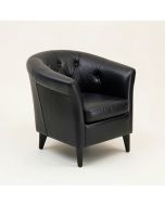 Sheffield 27 '' Wide Tufted Top Grain Leather Barrel Chair (synthetic illustration; no displayed measurements)